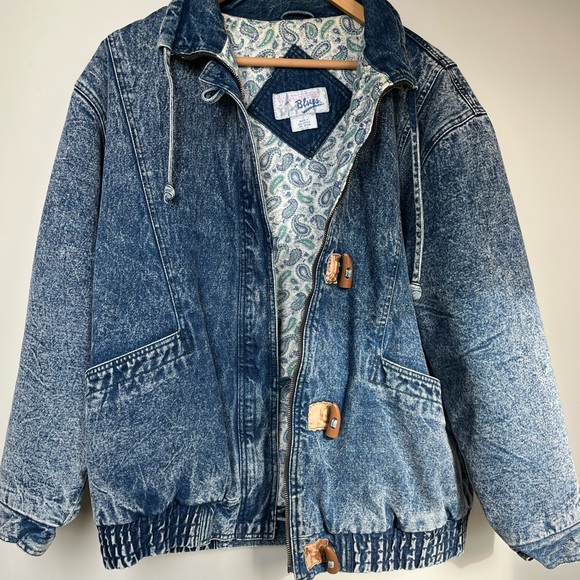 Weathered blues heavy quilted jean jacket - Picture 1 of 6